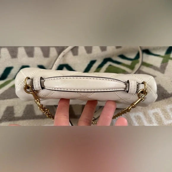 Tory Burch Willa Mini Top Handle Bag in Brie Retail $498 Quilted Leather Ivory